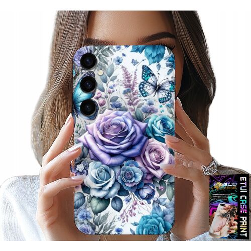 World Case Samsung Galaxy M15 5G telefontok kék rózsákkal és pillangó mintával - HDD és GPS tok