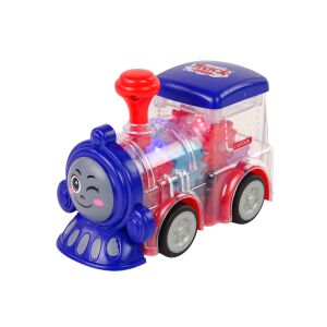 Tren LED transparent cu fricțiune, jucărie cu lumini și roți dințate - Tren, element feroviar, autostradă