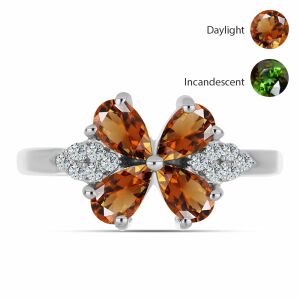 Ezüst Gyűrű Minősített laboratóriumban előállított Anatóliai Zultanit-tal és Fehér Topázzal, Y61919/57 142565668 - Női kiegészítő