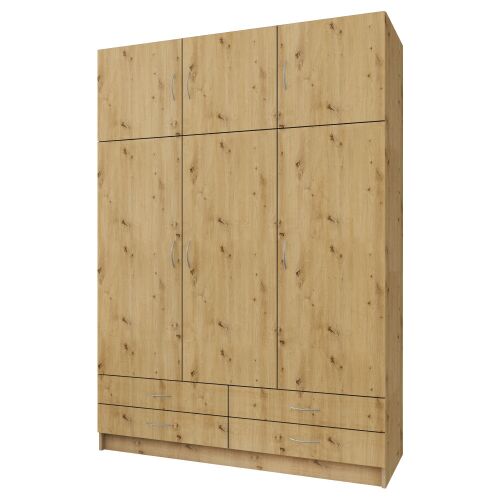 Ruhásszekrény, háromajtós, artisan tölgy, GERI NEW 142566133