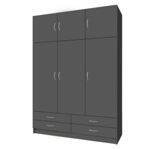 Ruhásszekrény, háromajtós, grafit, GERI NEW 142566462 - Hálószoba bútor