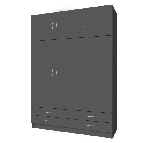 Ruhásszekrény, háromajtós, grafit, GERI NEW 142566462