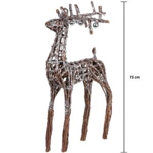 MagicHome ezüst fonott rénszarvas karácsonyi dekoráció, 73cm magas - Szezonális dekoráció