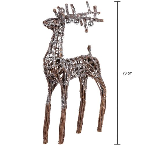 MagicHome ezüst fonott rénszarvas karácsonyi dekoráció, 73cm magas