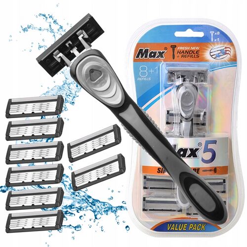 Eldobható mozgófejes 5 pengés borotva + 8 db tartalék penge, XXL készet  142572653