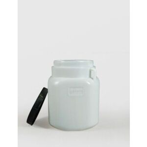 30 literes négyzet alakú műanyag tartály csavaros fedéllel és fogantyúkkal, fehér, élelmiszer tárolására - Sterk