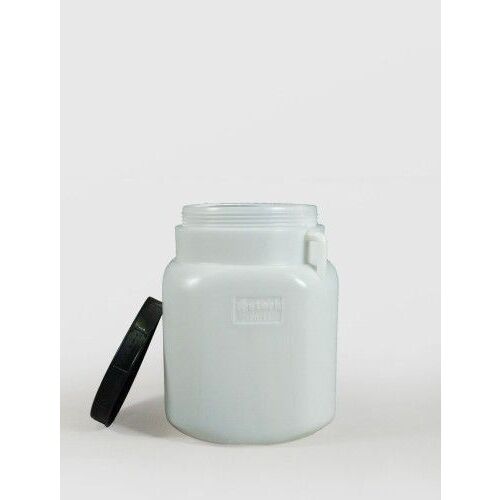 30 literes négyzet alakú műanyag tartály csavaros fedéllel és fogantyúkkal, fehér, élelmiszer tárolására