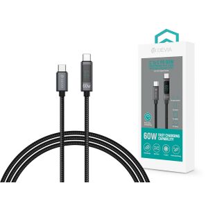 Devia Extreme Speed Series 60W USB-C zu USB-C Lade- und Datenkabel mit Display, schwarz, 1.2m - USB-Kabel