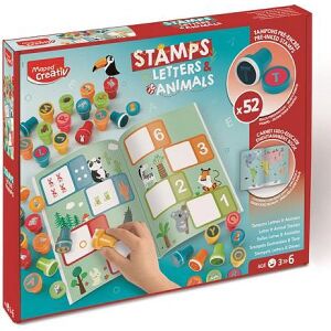 Maped Creativ nyomdázó készlet betűkkel és állatokkal gyerekeknek, 52 darabos - Nyomda