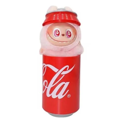 LABUBU Secret Edition Coca-Cola plyšová figúrka, 16 cm, zberateľská hračka s dizajnom plechovky Coca-Cola, ružový variant