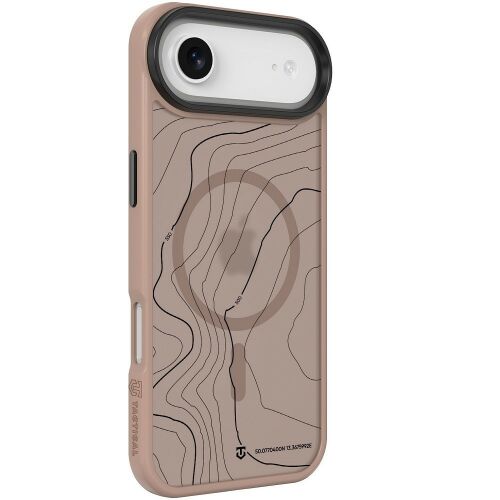 Apple iPhone Air (2025), Műanyag hátlap védőtok + szilikon keret, közepesen ütésálló, Magsafe kompatibilis, térkép minta, Tactical MagForce Hyperstealth Sika, áttetsző/barna