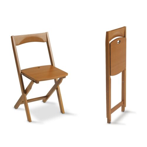 Arredamenti Italia Diana összecsukható szék szett, cseresznyefa szín, nyitott és összecsukott nézet