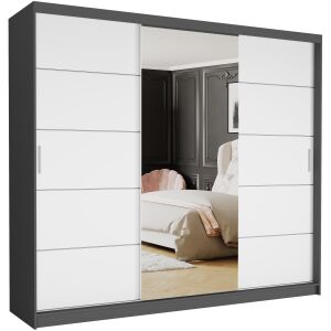 Gardróbszekrény Norvio I. 250x218x60 cm, antracit - fehér