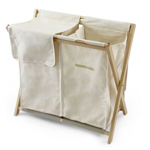 Összecsukható szennyestartó kosár, Arredamenti Italia, Daffy, 2x90 literes, natúr fa