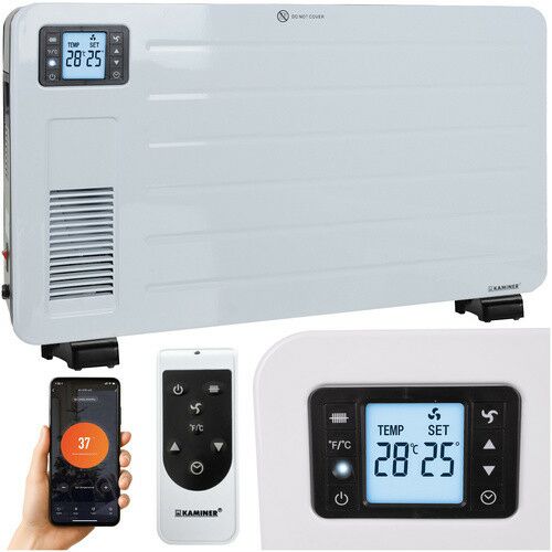 Kaminer Ziflo fehér elektromos radiátor távirányítóval és okostelefon alkalmazással - Kaminer