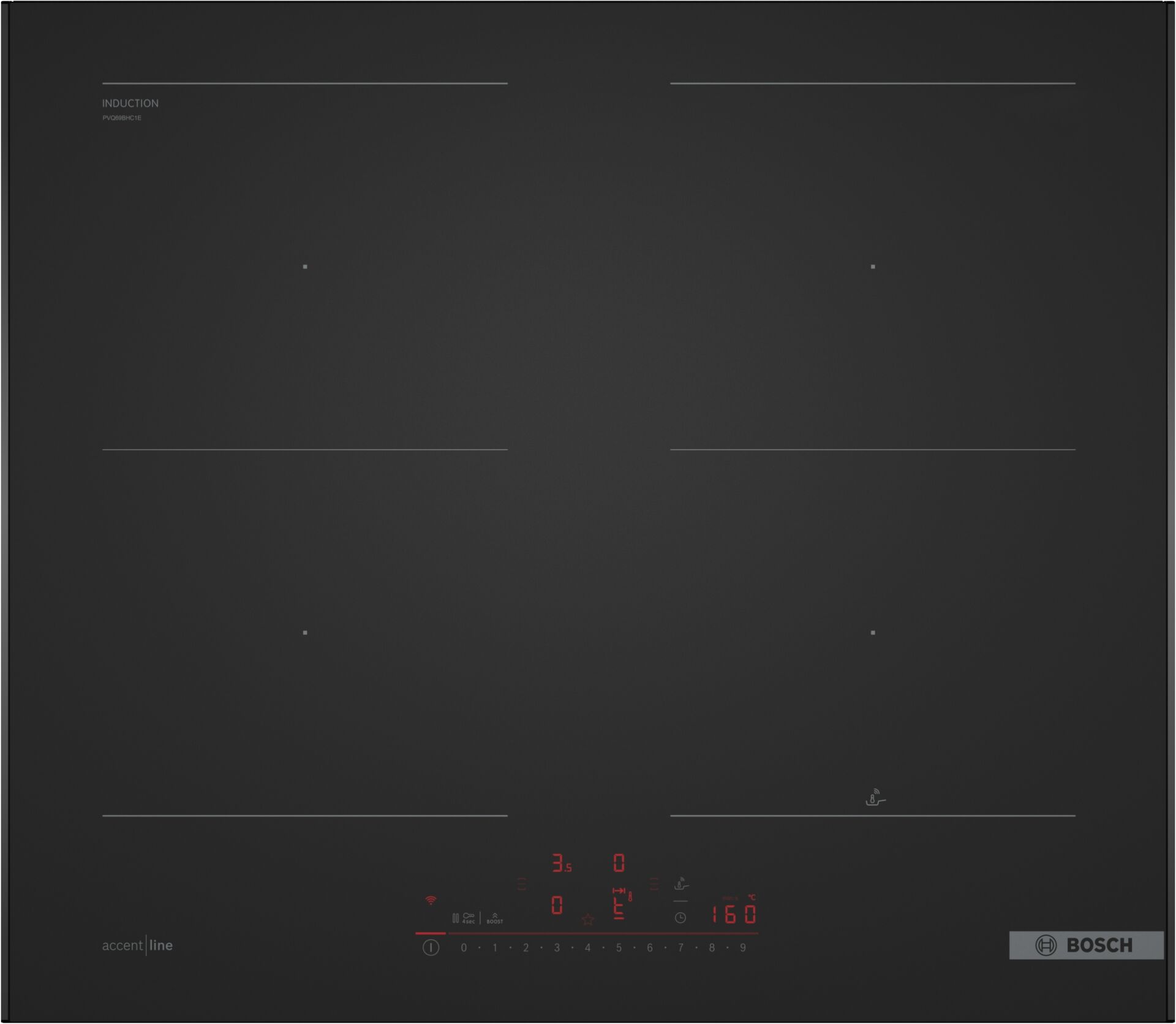 Bosch Serie 6, Indukčná varná doska, 60 cm, matná čierna, s rámom pracovnej dosky, PVQ69BHC1E