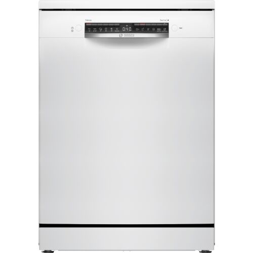 Elölnézet a Bosch Serie 4 SMS4HVW14E szabadonálló mosogatógépről, fehér