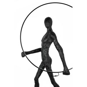 King Home Human Round LED Állólámpa Üvegszálas Fekete Művészi