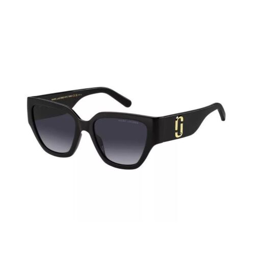 Oldalnézet a MARC JACOBS MARC724/S 8079O fekete napszemüvegről arany logóval 
