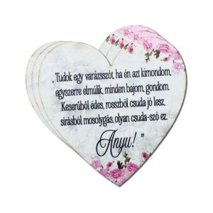 Nyomtatott dekorkarton - Anyu! idézet szív tábla 1db 142639211 - Fa felirat & dekorációs elem
