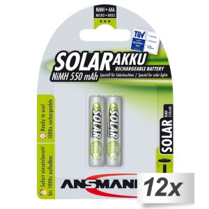 Ansmann Solar maxE NiMH Micro AAA 550 mAh Újratölthető elem (12x2/csomag) 142639943 - Ansmann