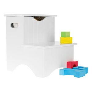 Hurley fehér gyereklépcső tárolóval és játék kockákkal - Gyerek konyhai fellépő