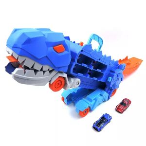 Dinoszaurusz autókilövő szett 2 kisautóval, dinó katapult játékszett - Manyuk Toys