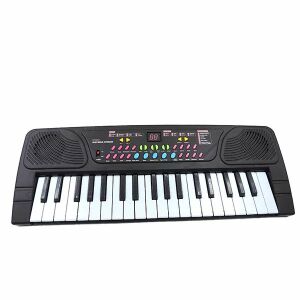 Czarny 37-klawiszowy elektroniczny keyboard dla dzieci - Manyuk Toys