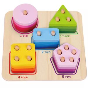 Tooky Toy Drevený geometrický triedič tvarov - Hry na triedenie tvarov
