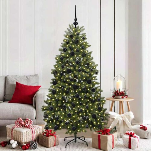 vidaXL Mű karácsonyfa LED -es lámpákkal Zöld 180 cm PVC és fém 142689535 - Dekoráció