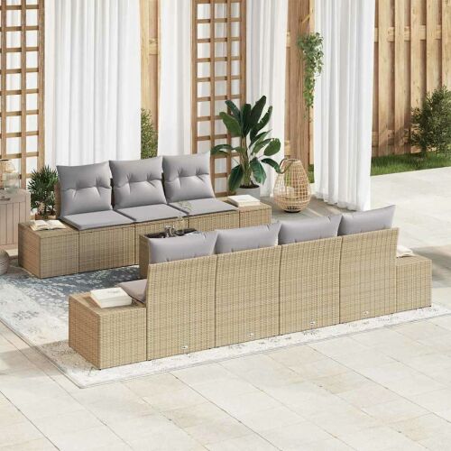 vidaXL Kerti Kanapé Szett 8 pcs Bézs Poli rattan 142857907 