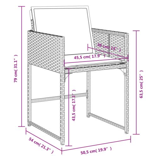 vidaXL polyrattan kerti szék méretei és mérései - Kerti szék