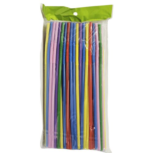Szívószál, 100 db/csomag, műanyag, színes, hajlítható 142922246