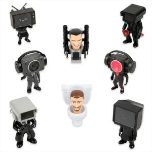 Kolekcja mini figurek Skibidi Toilet seria 1 - Figura, DIY, Pojazd zdalnie sterowany, Deskorolka elektryczna, Zabawkowy karabin, nabój, Samochód do gier, Autostrada i parking i Figurka bajkowego bohatera