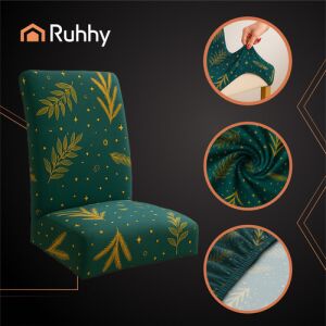 RUHHY 6 darabos, univerzális, 65x35x40 cm-es rugalmas karácsonyi zöld székhuzat készlet