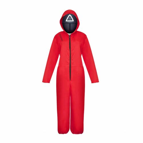 KidMania Squid Game Dreieck Wächter Kostüm, roter Overall mit Maske