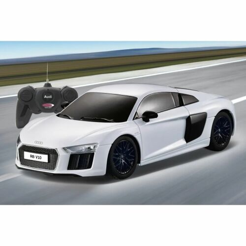 Audi R8 fehér távirányítós autó, 1:24 méretarányú létrával