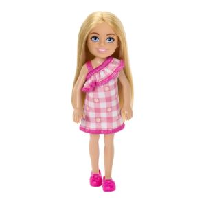 BARBIE BABA SZŐKE CHELSEA RÓZSASZÍN KOCKÁS RUHÁVAL