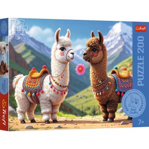 Trefl 200 darabos láma puzzle doboz, színes állatok - Puzzle & Kirakó