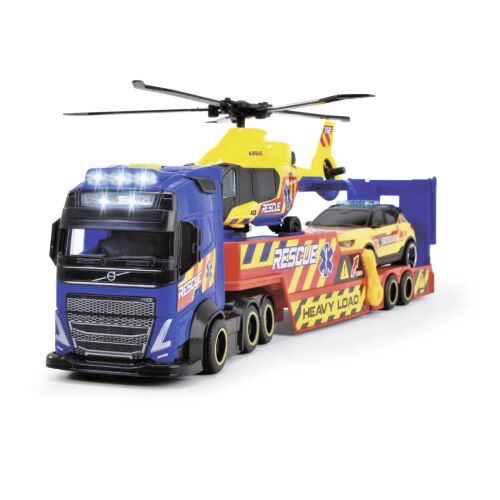 Dickie Toys Mentő Transporter készlet: Volvo teherautó, Airbus helikopter és mentőautó játék - Játék