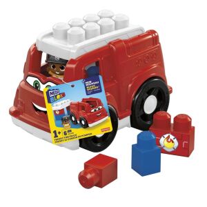 MEGA BLOKS FIRST BUILDERS Freddy Tűzoltóautó játék Block Buddies sofőrrel és építőkockákkal - Mega Bloks
