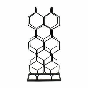 Поставка за вино, 8 бутилки, метална, 23x11x48 см, черна 142939258 - Бар инструмент