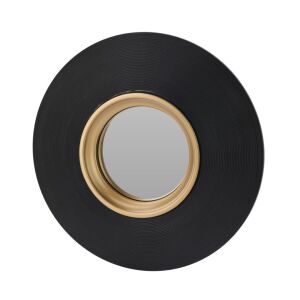 3er-Set runder, dekorativer Spiegel mit schwarzem Rahmen und goldenen Details, 25,5 cm 142939333 - Spiegel