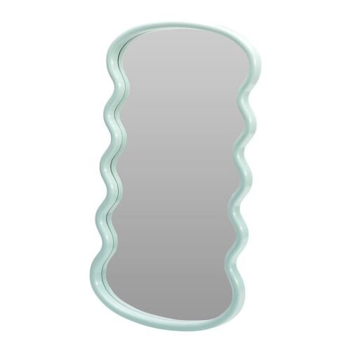 Декоративно огледало, с вълнообразна рамка, пастелно зелен цвят, 55x30x25 см 142939303