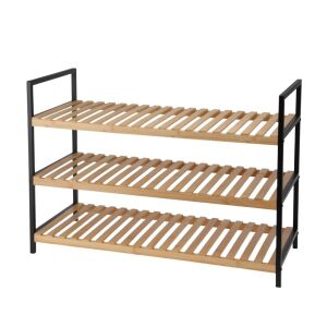 Schuhregal aus Bambus und Metall, 3 Ablagen, 70x30x48 cm