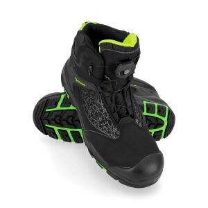 Bocanci de lucru S3, din piele, impermeabil, sistem de insiretare rapida, Marker Negru 46 142940452 - Cizme de lucru de siguranță