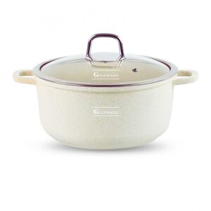 Goldmann GM-0320B edény, 2,3 l, 20 cm, Márvány felület, Üvegfedél gőzkivezető nyílással, Indukciós, Bézs