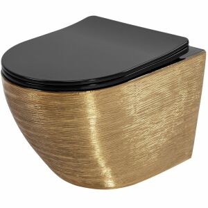 WC Schüssel Randlos Rea Carlo Mini Tornado Black Brush Gold 142941068 - Toiletten