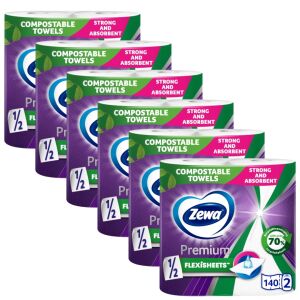 Papierové utierky Zewa Premium Flexisheets, 6 roliek 2-vrstvového kuchynského papiera - Papierové utierky