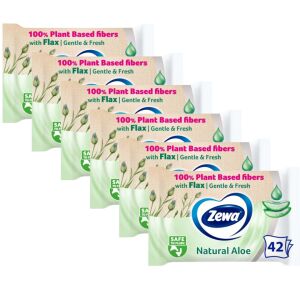 Zewa Aloe Vera мокри кърпички за тоалетна 6 броя, на растителна основа и се изхвърлят в тоалетната - Домакински хартиени продукти